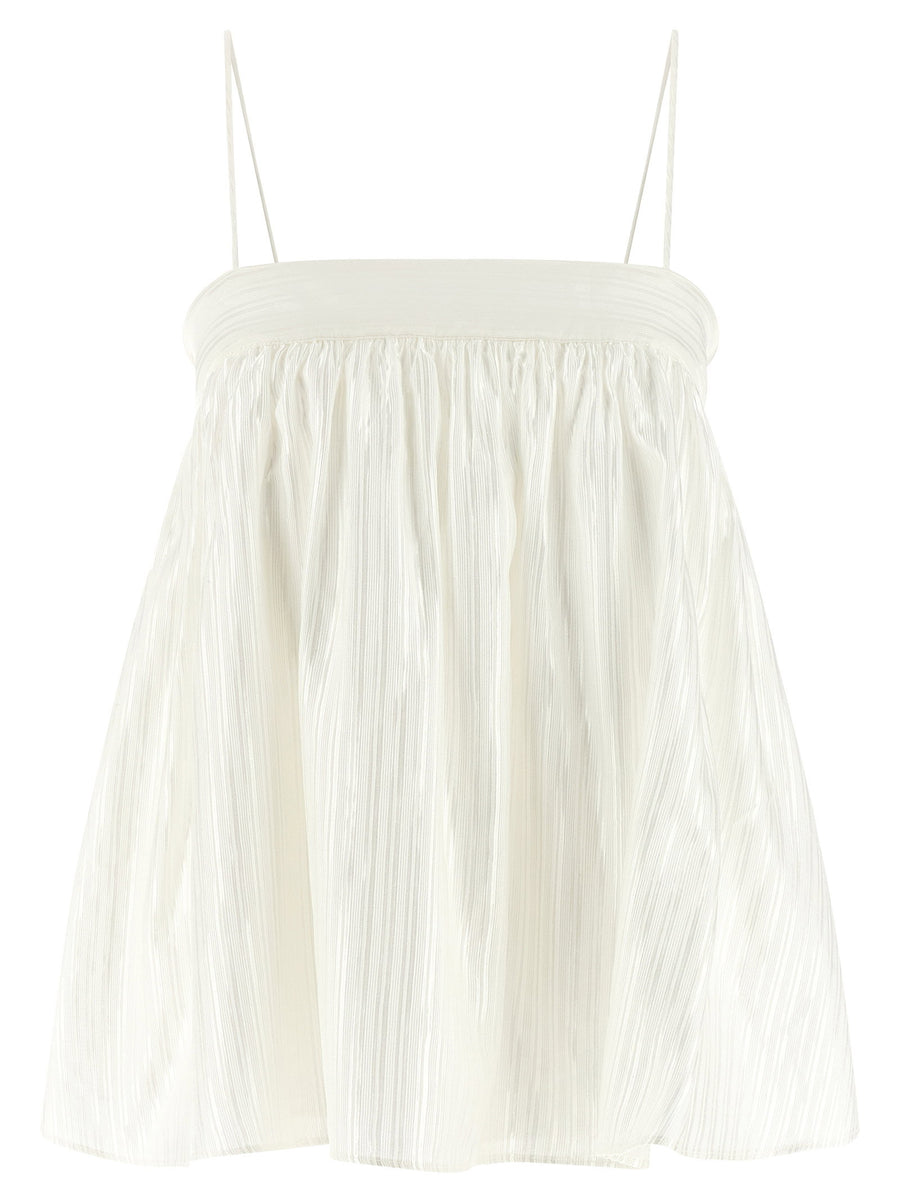 Rotate Birger Christensen Pleated Viscose Blouse — White