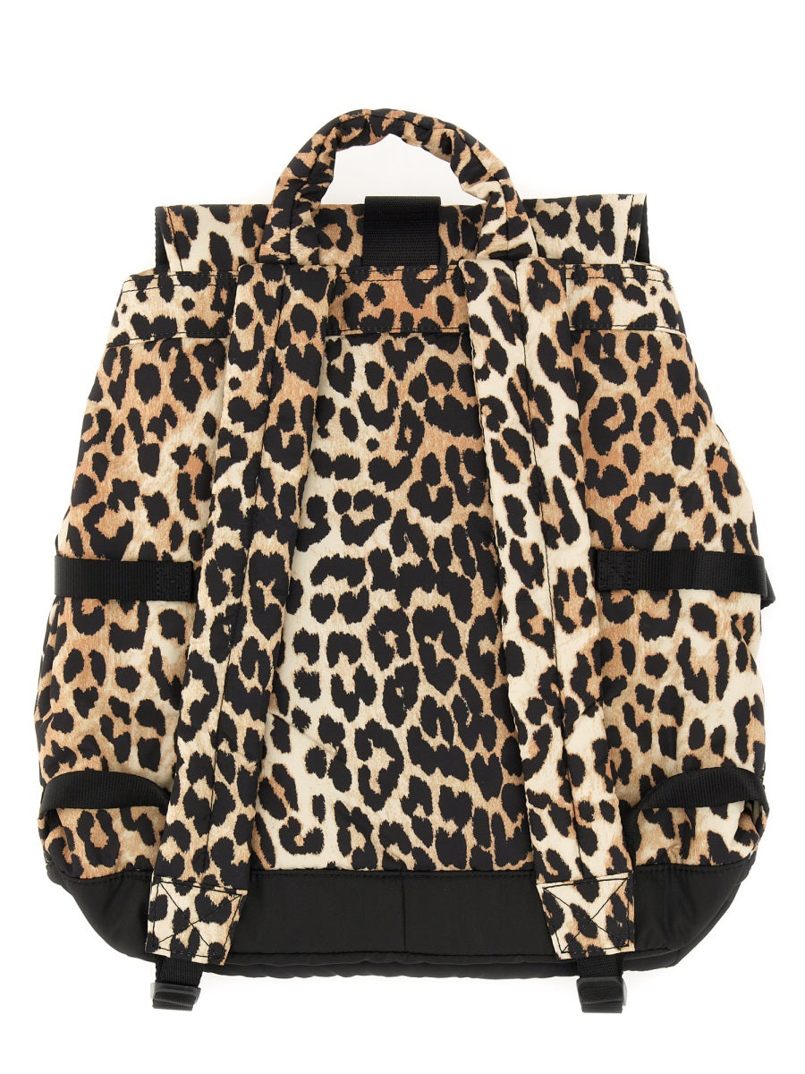 Recycled Fabric Backpack With Animal Print Animalier Polyester Backpacks