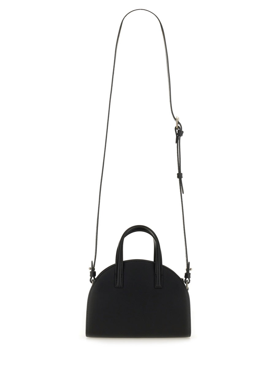 Demi-Lune Tote Bag Small Black Goat Leather Shoulder