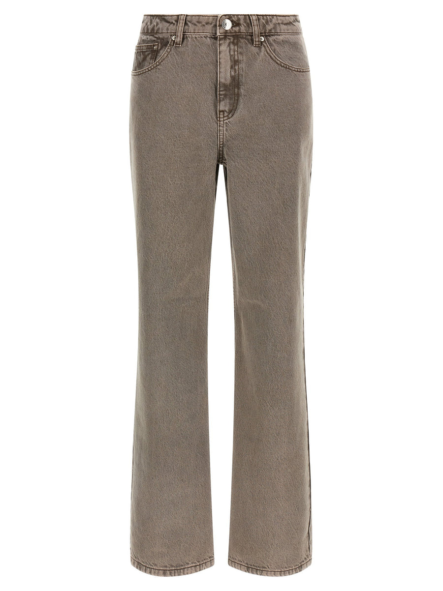 Rotate Birger Christensen Straight-Leg Denim Jeans — Taupe