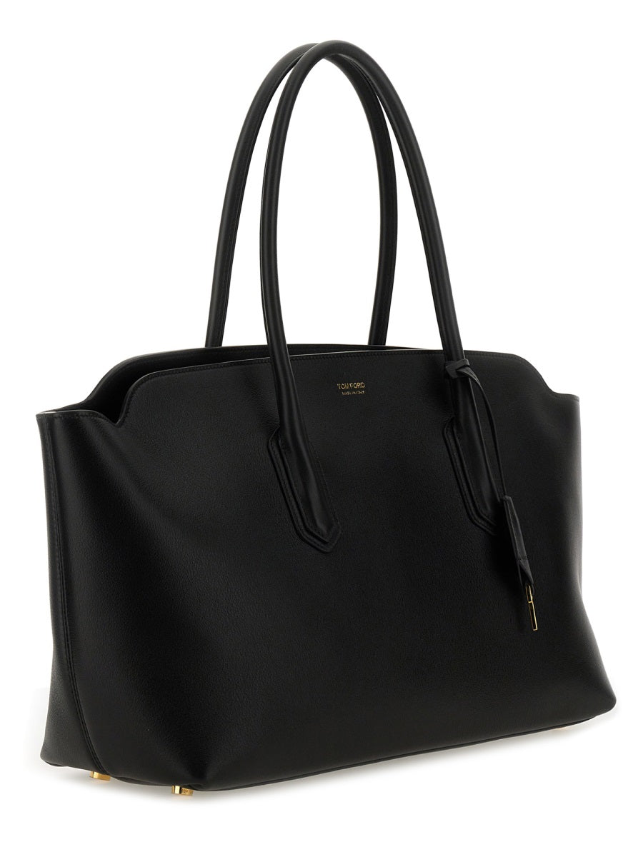 Large Leather Bag Black Calf Shoulder