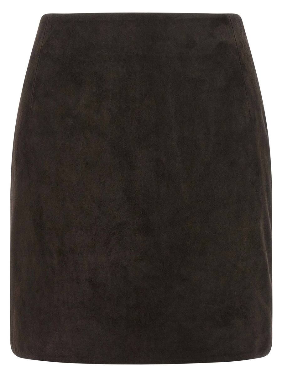 Rotate Birger Christensen Suede-Effect Skirt — Burgundy