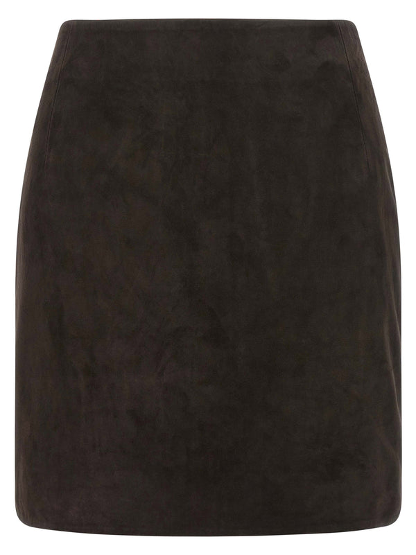 Rotate Birger Christensen Suede-Effect Skirt — Burgundy