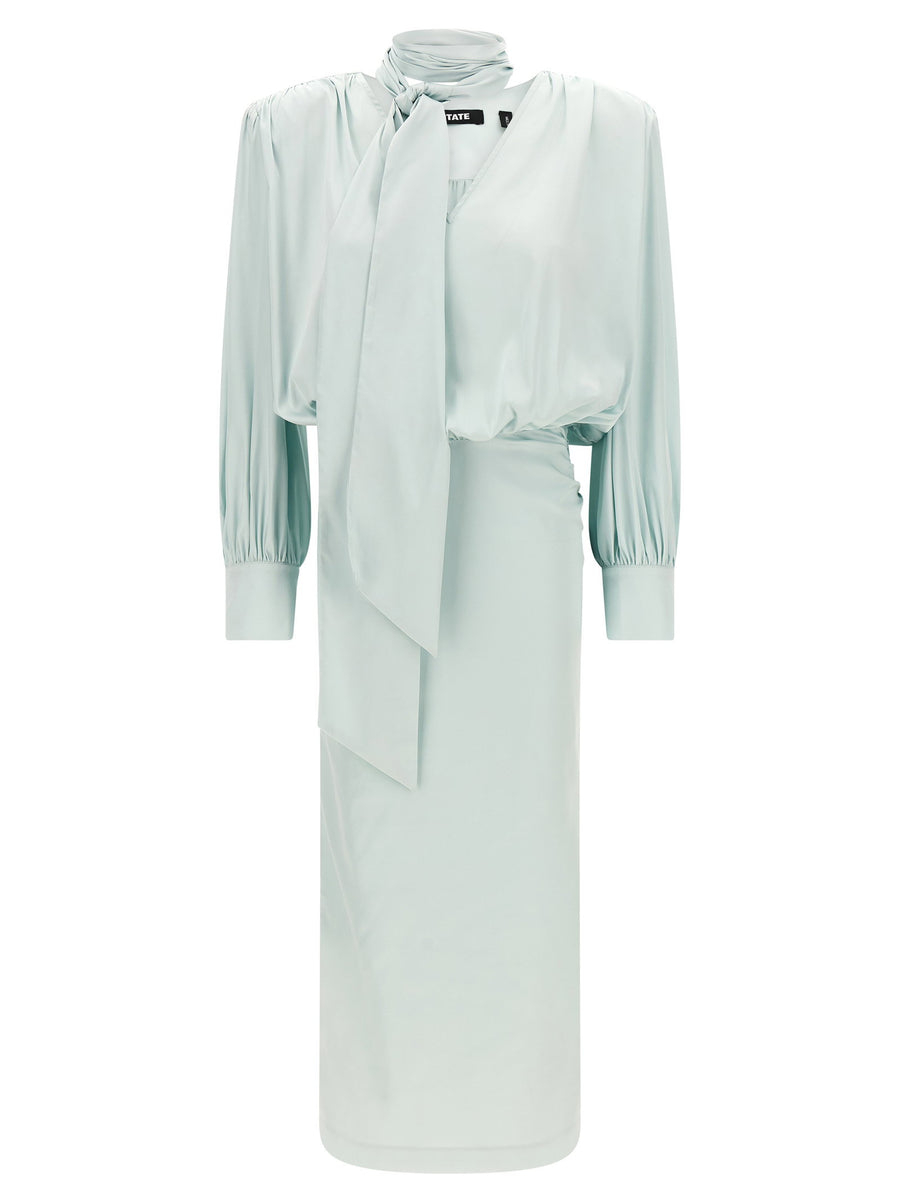 Rotate Birger Christensen Ruched Satin Dress — Sage