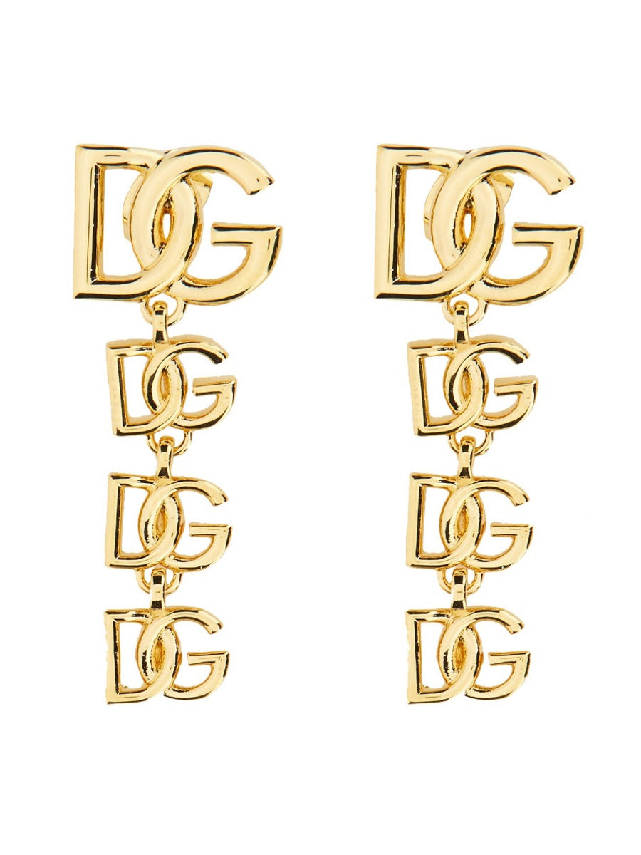 Dg Logo Long Earrings Gold Silver 925