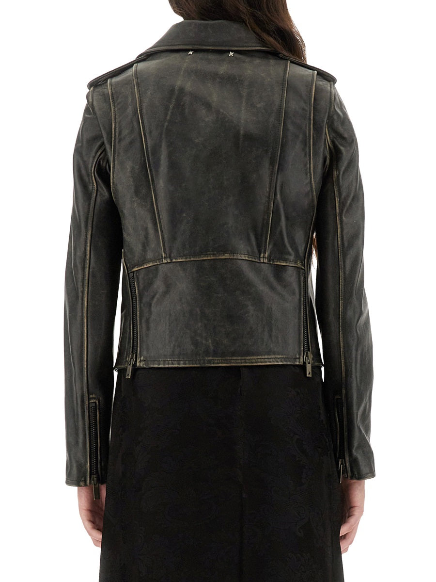 Leather Stud Black Cow Jackets