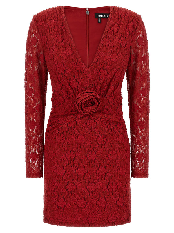 Rotate Birger Christensen Floral Lace Dress — Red