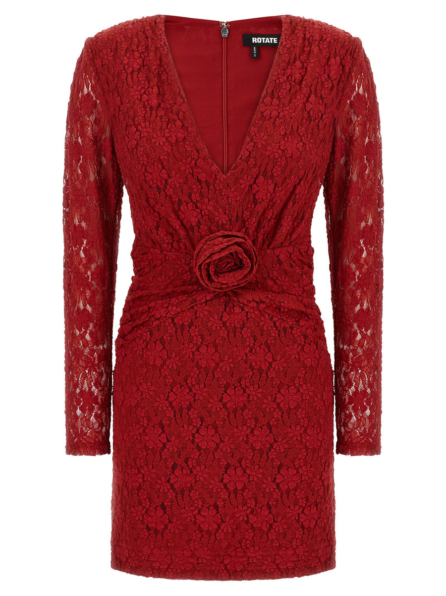 Rotate Birger Christensen Floral Lace Dress — Red