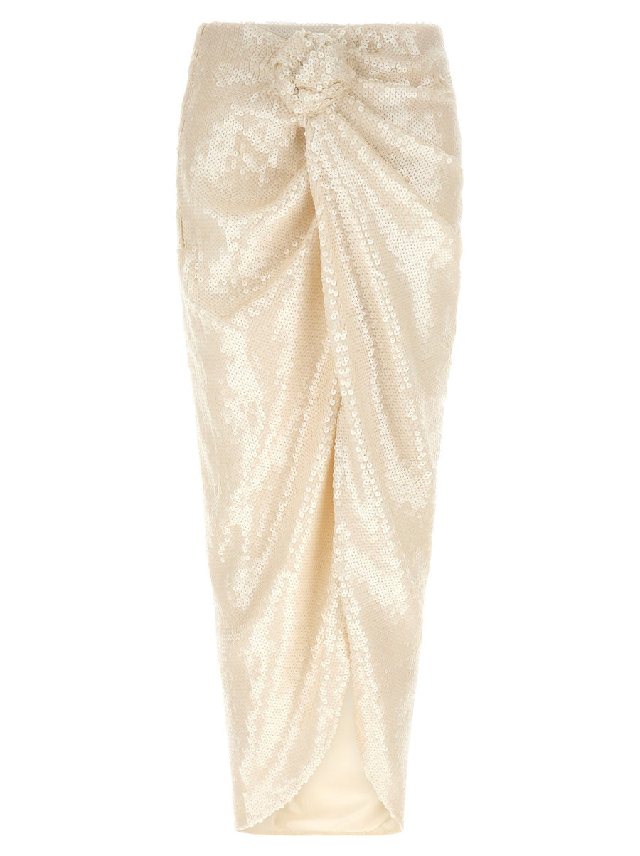 Rotate Birger Christensen Sequin-Embroidered Skirt — Ivory