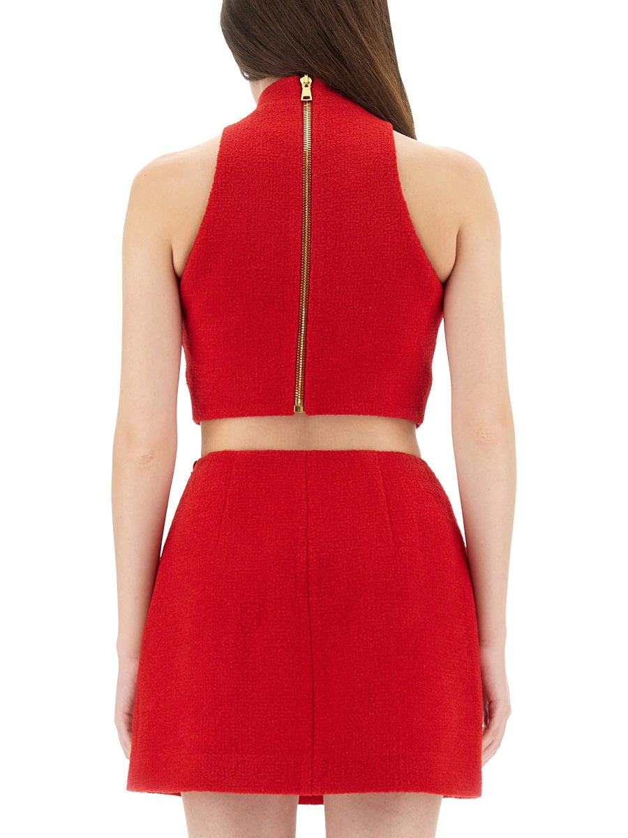 Wool Crop Top Red Virgin