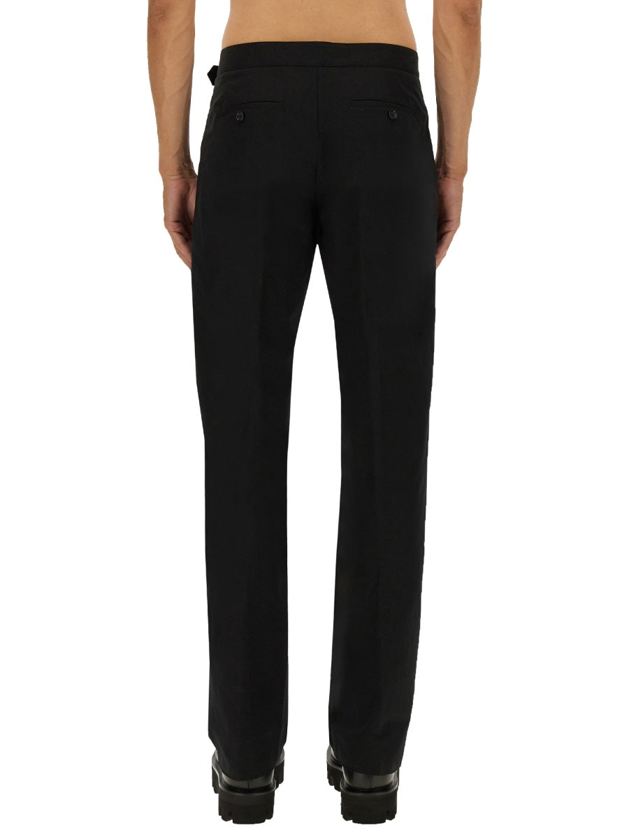 Pants With T-Bar Belt Black Cotton Mix Trousers