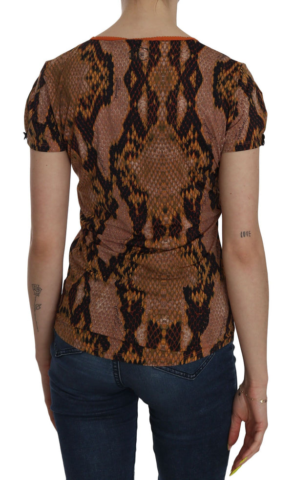 Just Cavalli 84% Polyamide t-shirt in brown