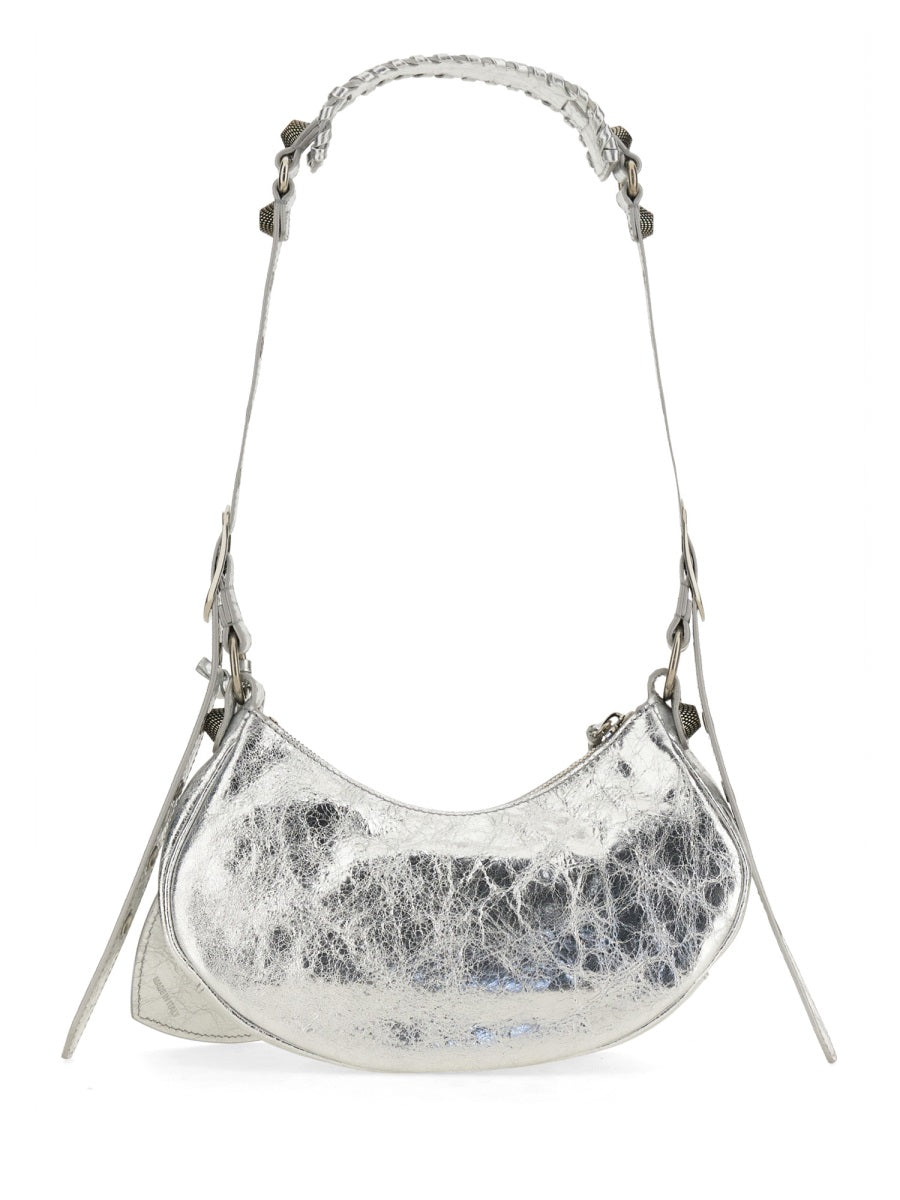 Shoulder Bag Le Cagole Xs Silver Domesticated Lamb Leather