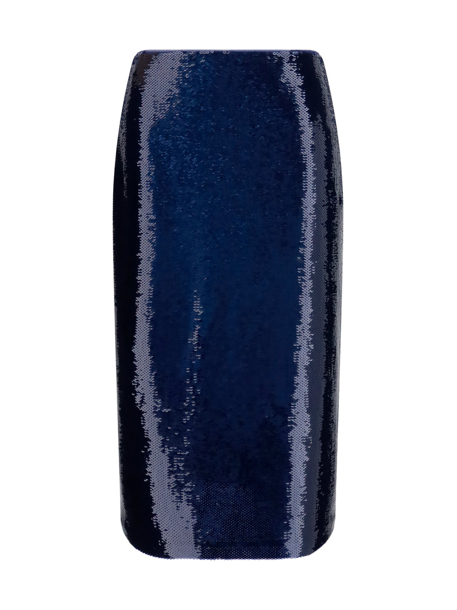 Skirt Sequin Midi Royal Blue-Brown Blue/brown Silk