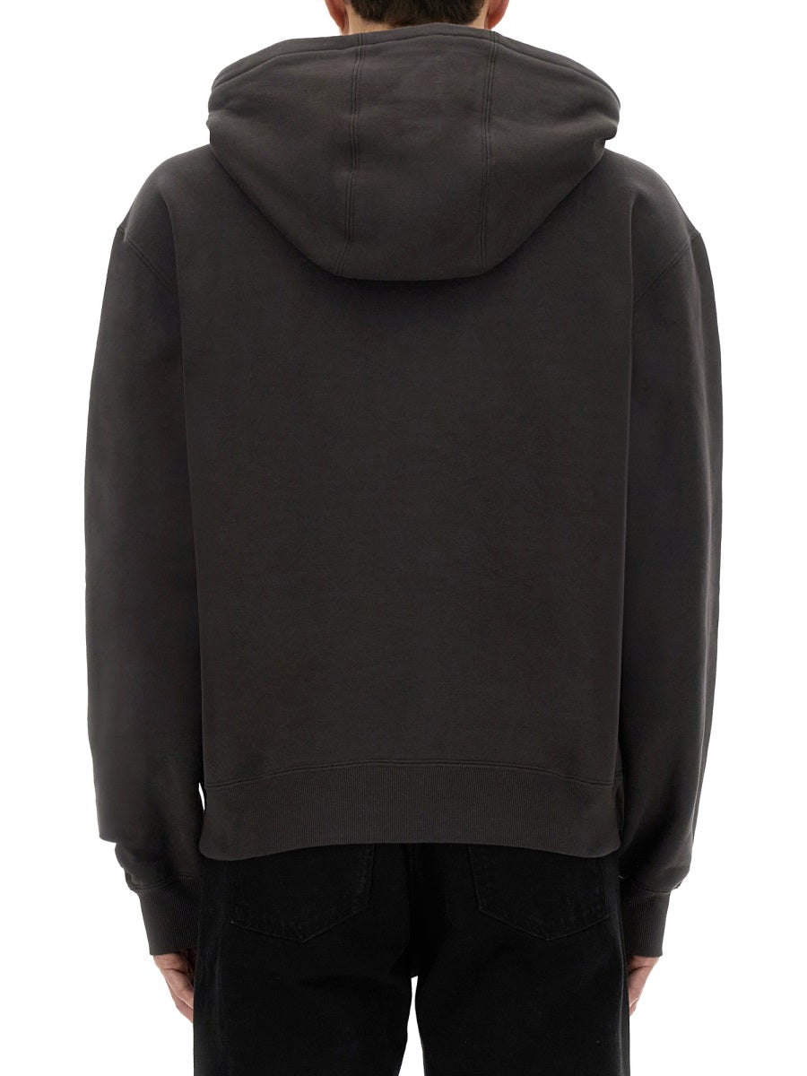 Hooded Sweatshirt With Logo Grey Cotton Sweatshirts