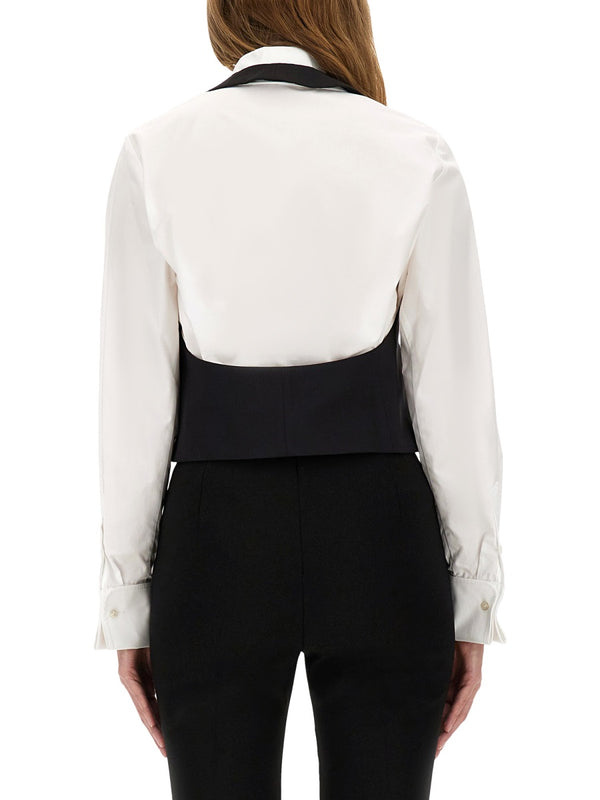 Vest With Open Back Black Cotton Waistcoats & Gilets