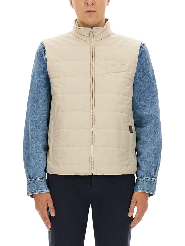 Quilted Vest Beige Polyester Waistcoats & Gilets