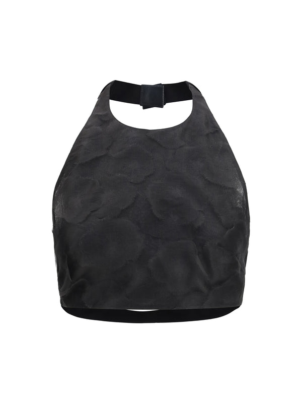 Max Mara 100% silk crop top in black