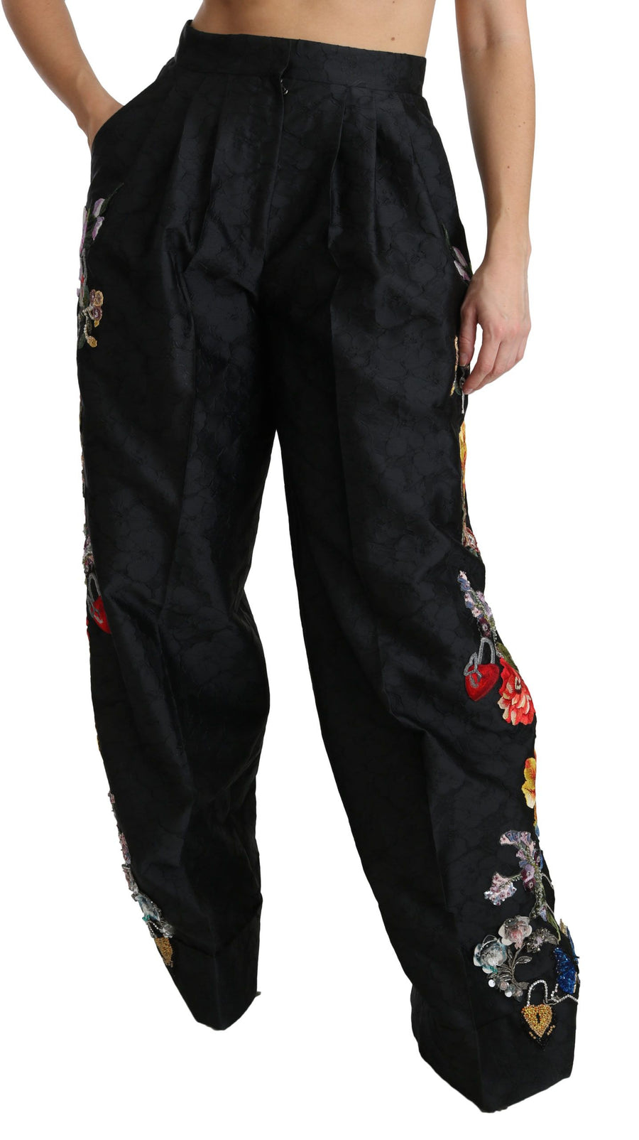 Dolce & Gabbana 70% Polyester 24% Silk 6% Nylon trousers in black