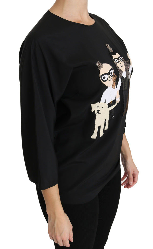 Dolce & Gabbana 91% Silk 9% Stretch top in black