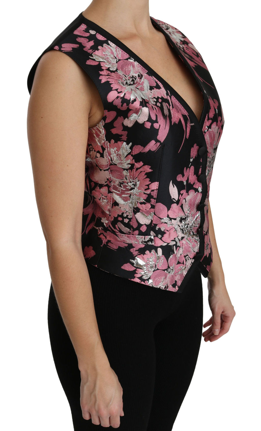 Dolce & Gabbana 42% Polyester 41% Silk 9% Nylon 6% Metal Fiber 2% Elastane vest in black