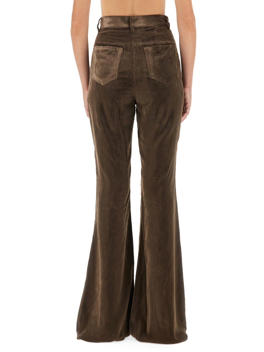 Bolan Flare Fit Pants Brown Viscose Trousers