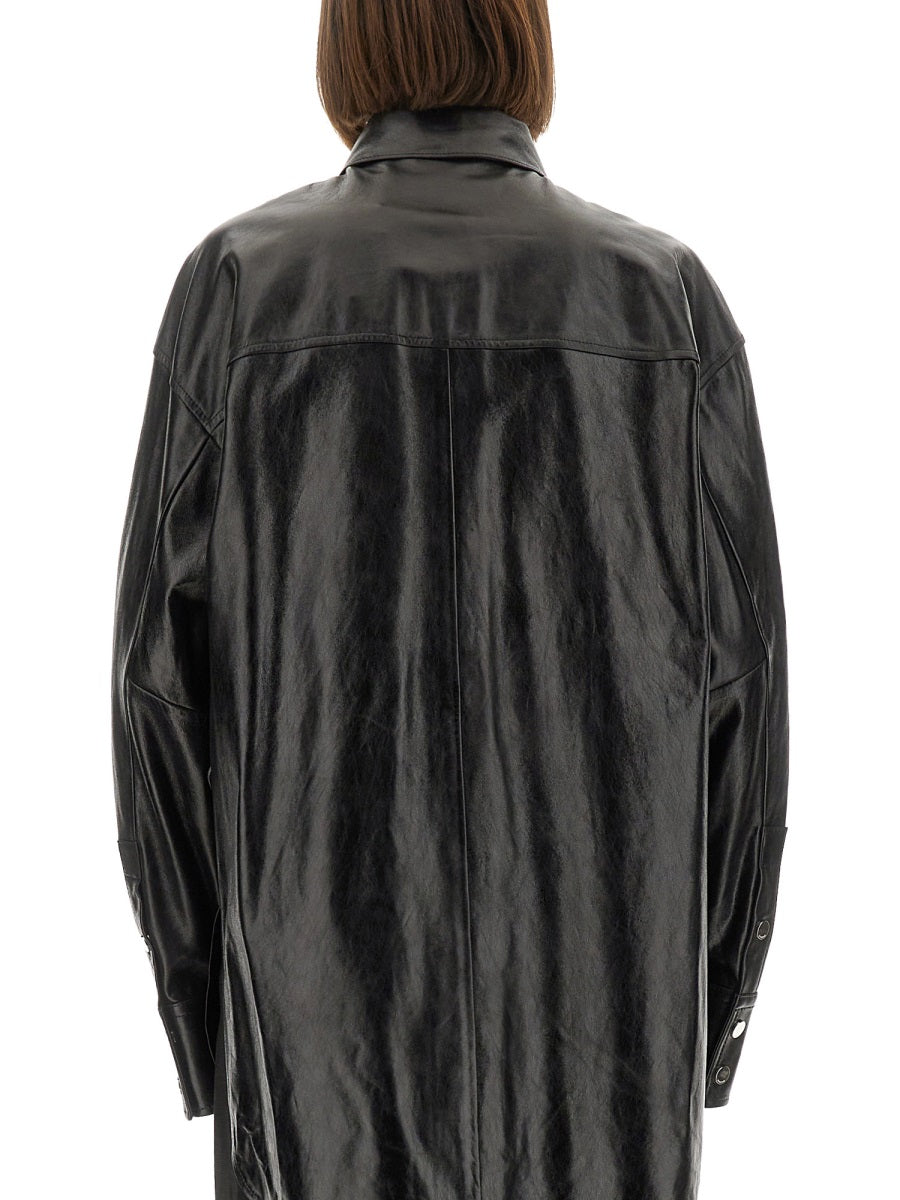 Leather Borel Shirt Black Lamb