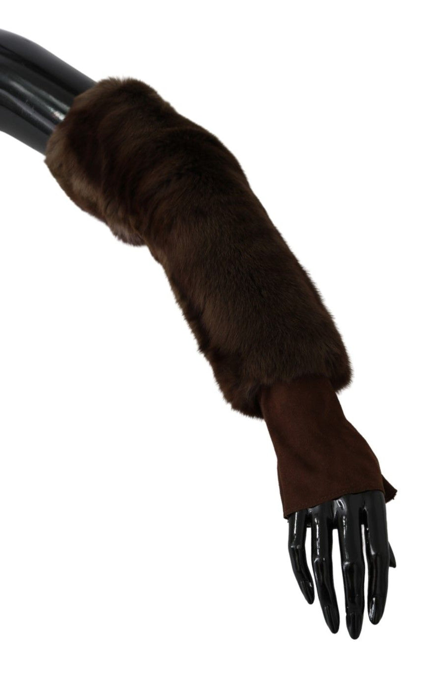 Dolce & Gabbana Fur and leather gloves in brown