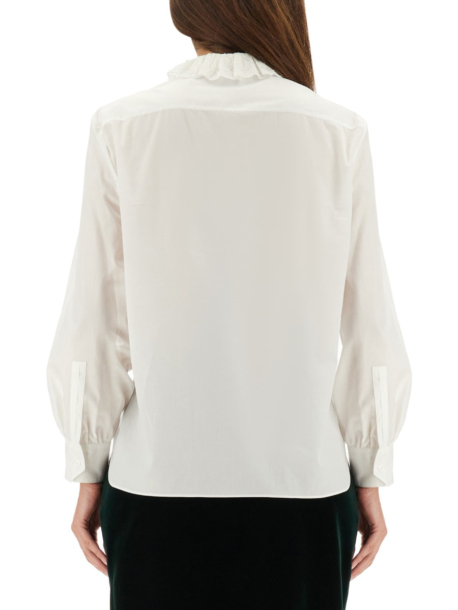 Pierrot Collar Shirt White Cotton