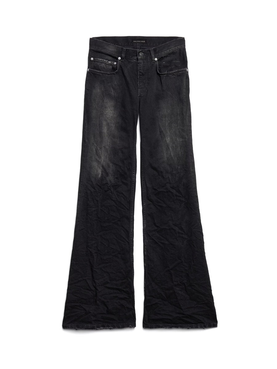 Wide Leg Cotton Pants Black Jean