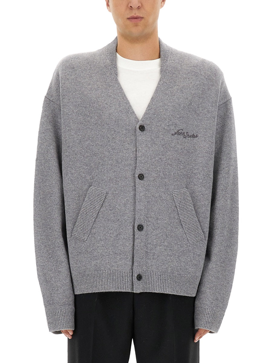 V-Neck Cardigan Grey Yak Wool Jumpers