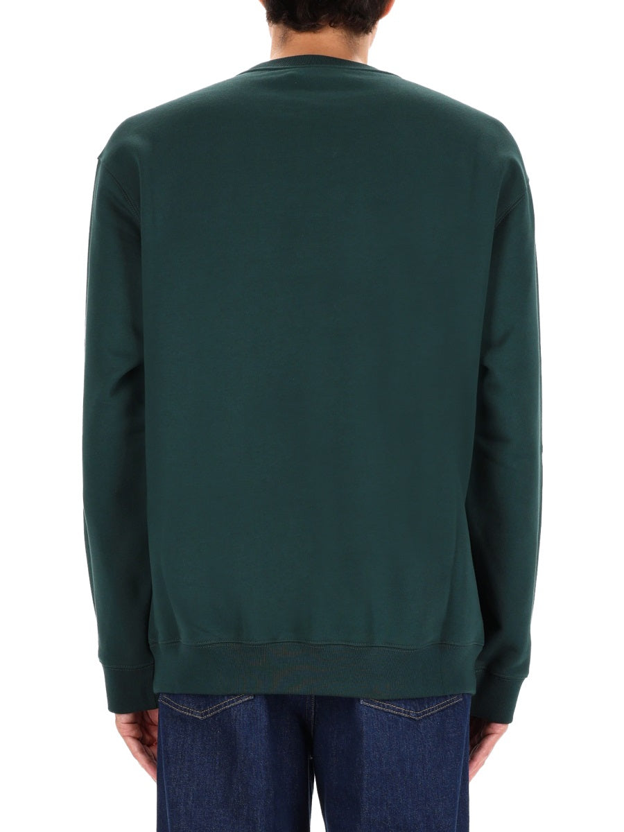 Sweatshirt With Logo Green Cotton Sweatshirts