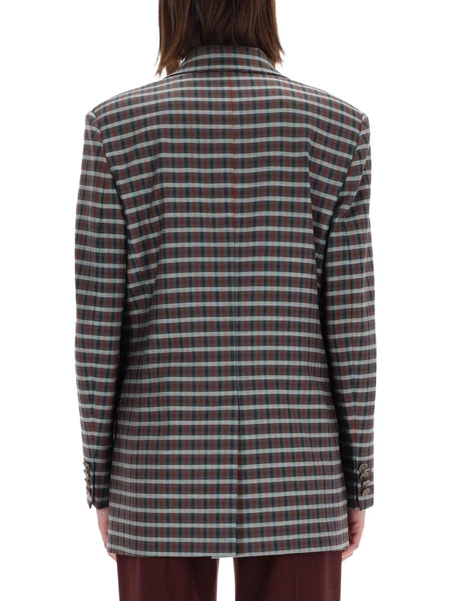 Double-Breasted Jacket Grey Viscose Wool