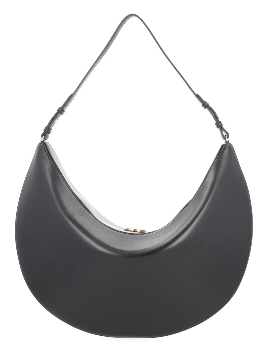 Hobo Bag Ovalo Large Black Calf Leather Shoulder