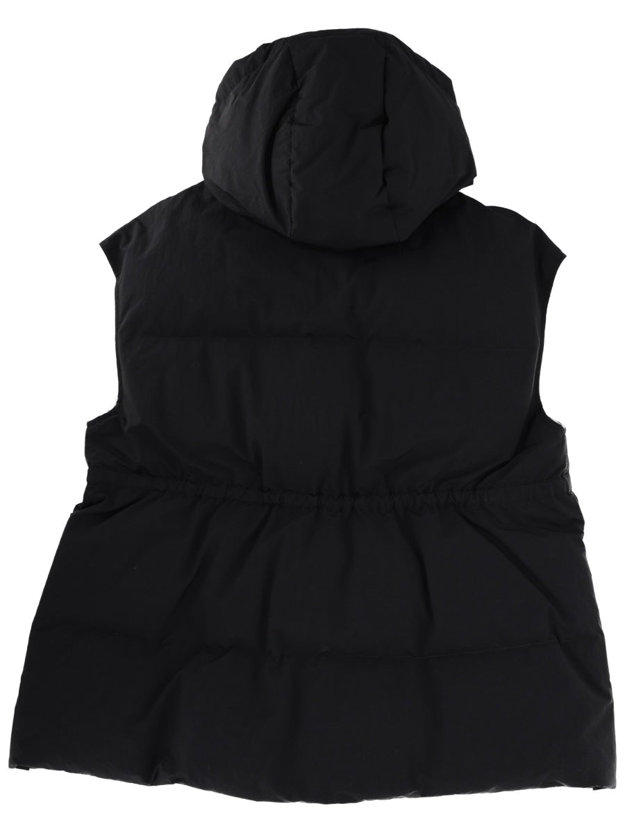 Crinkle Metallic Vest Black Polyester Waistcoats & Gilets