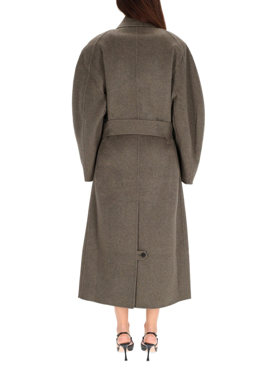 Trench Coat Dhomme Curvio Grey Virgin Wool & Raincoats