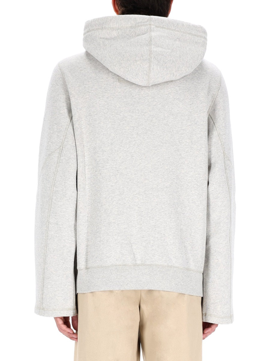 Logo Sweatshirt With Straight Fit Grey Cotton Sweatshirts