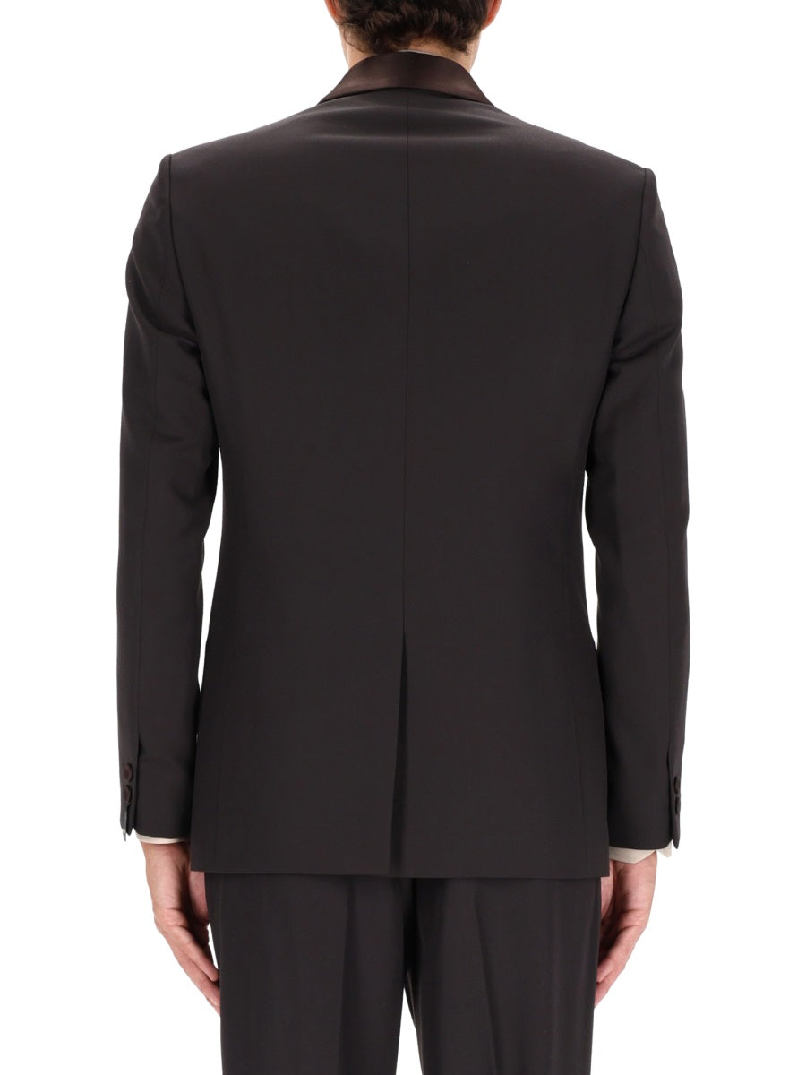 Jacket Single-Breasted Tailored Brown Polyester
