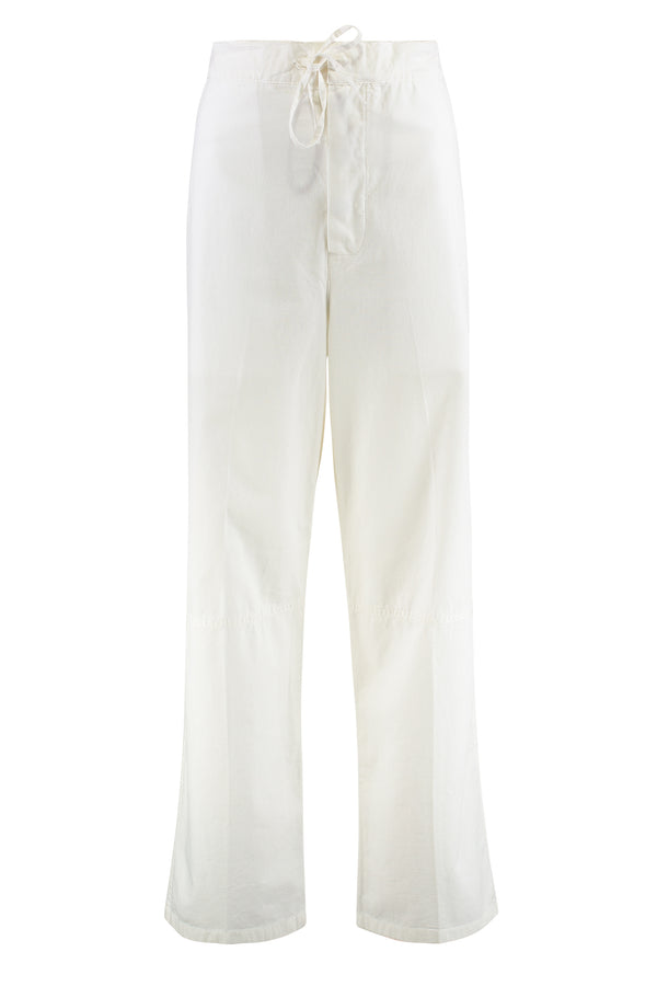 Cotton Trousers White Wide-leg
