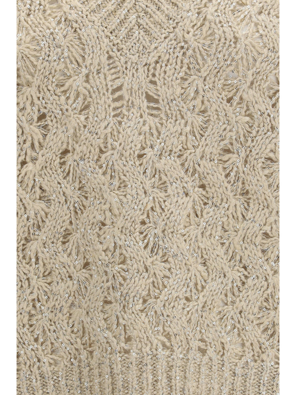 Silk-Blend Sequined Vest Blond/stracciatella Knitwear