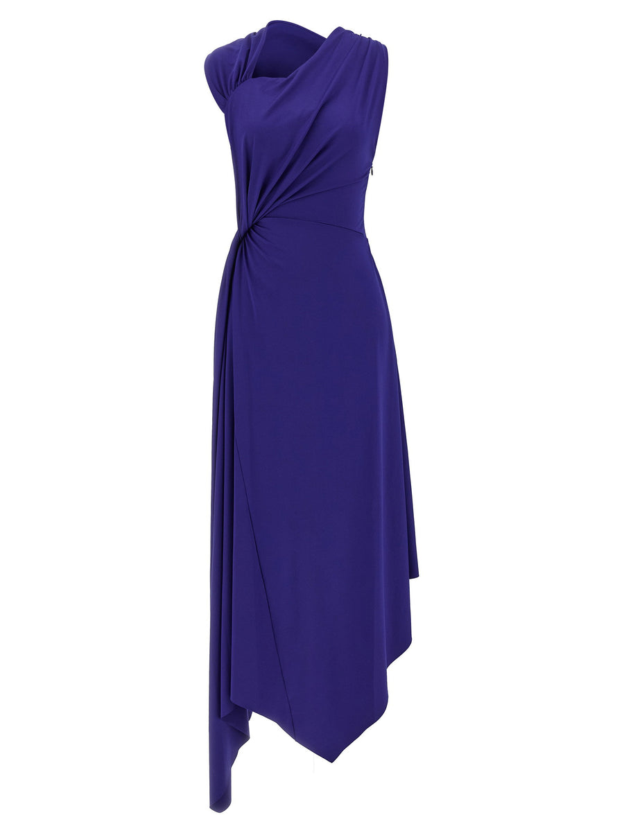 Victoria Beckham Asymmetrical Drape Dress — Purple