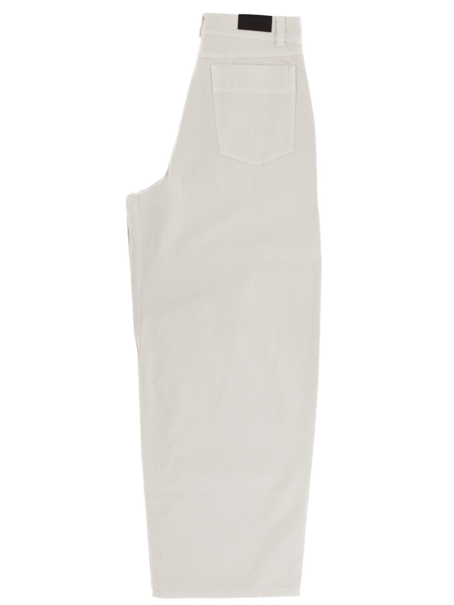Oversize Cotton Pants Beige Trousers