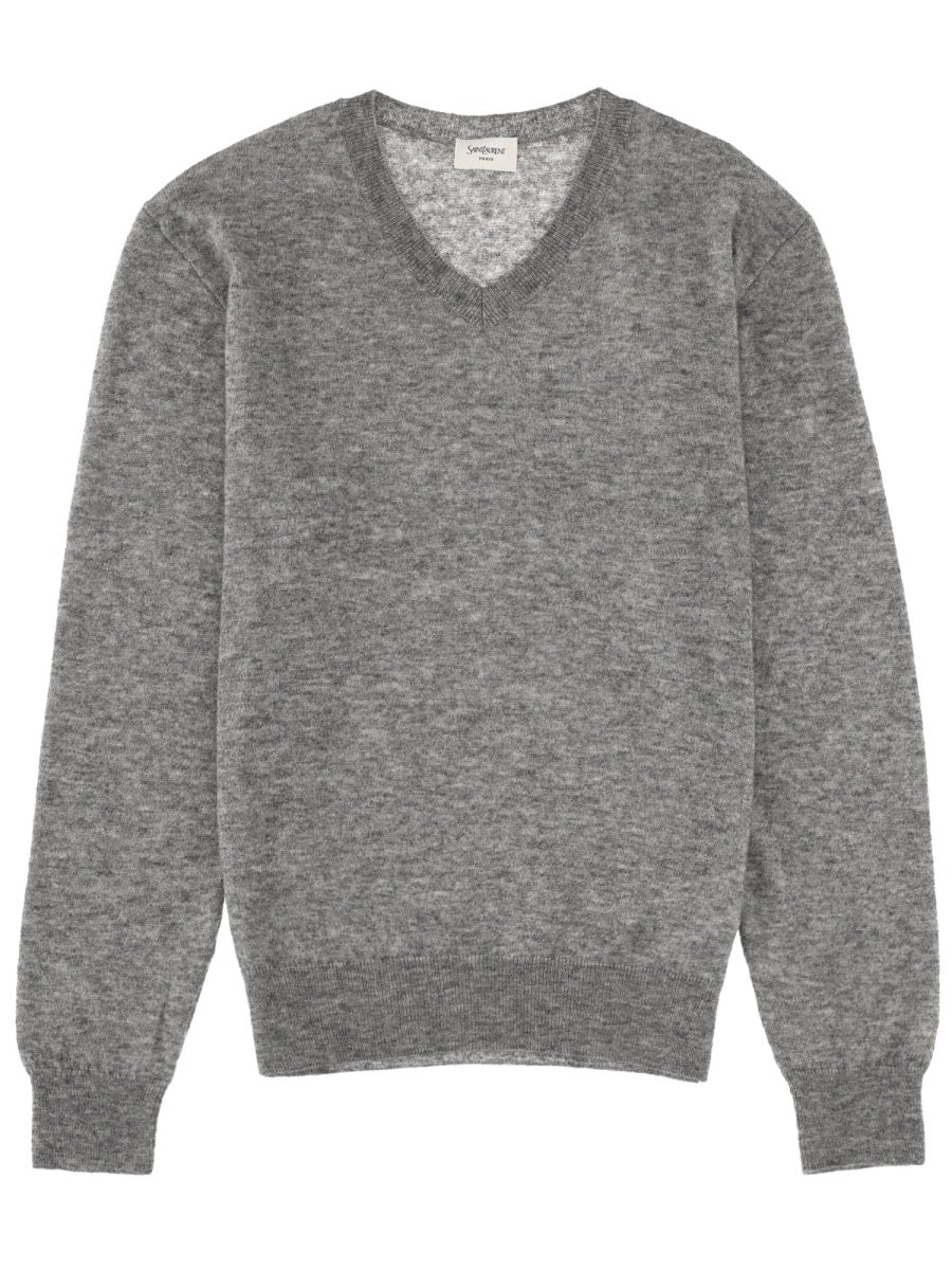 V-Neck Cashmere Blend Sweater Grey Jumpers