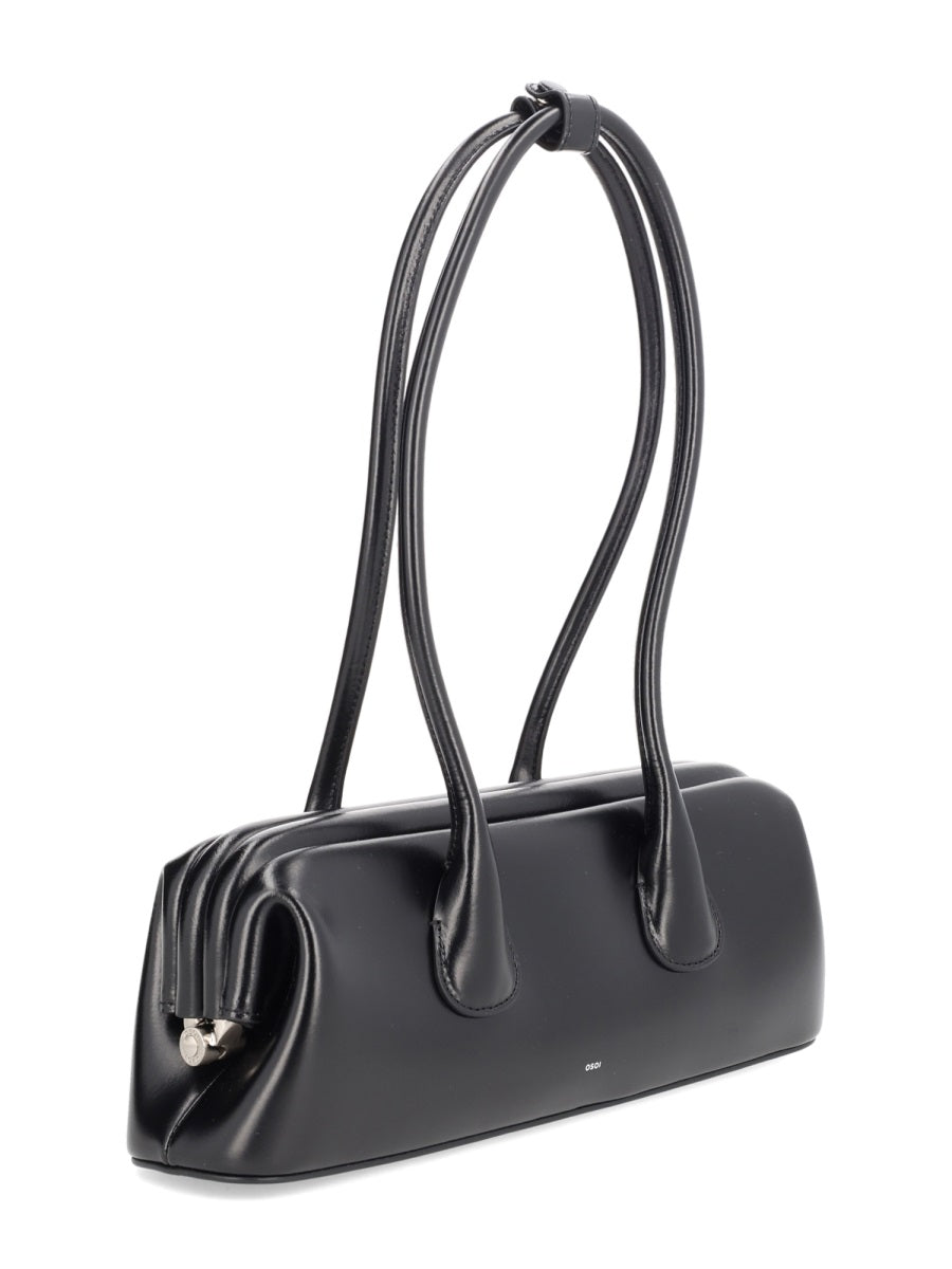 Shoulder Bag Boat Wide Mini Black Leather