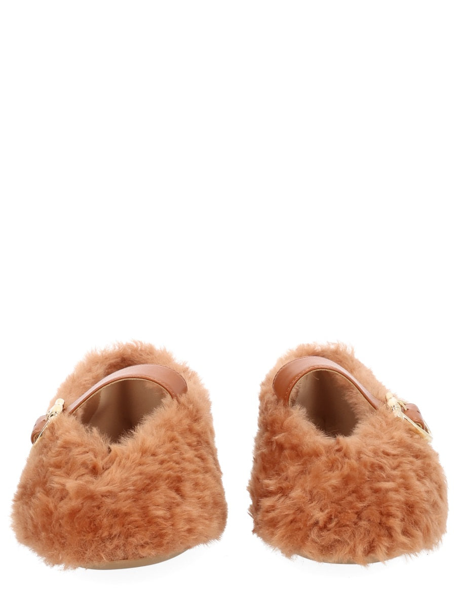 Ballerina Love Ornament Beige Shearling Shoe