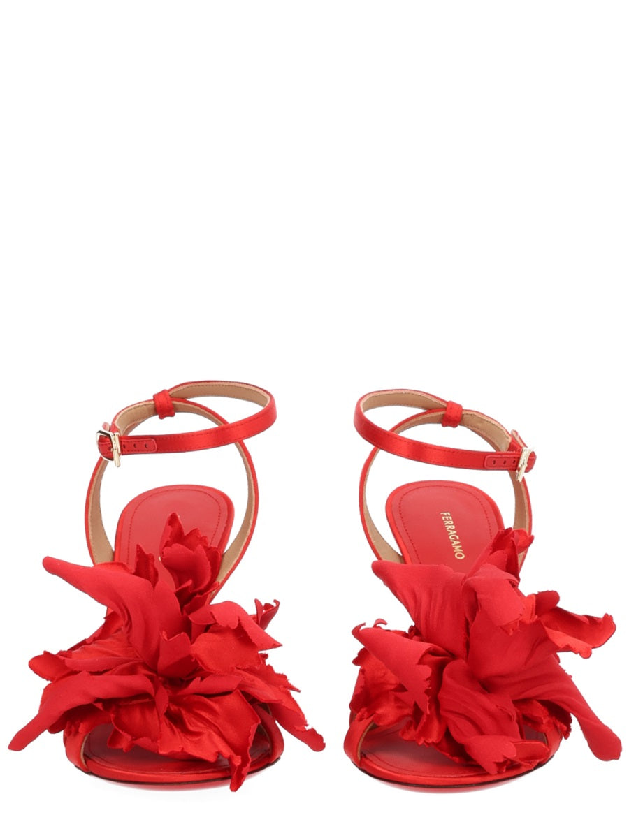 Heeled Sandal Red Leather