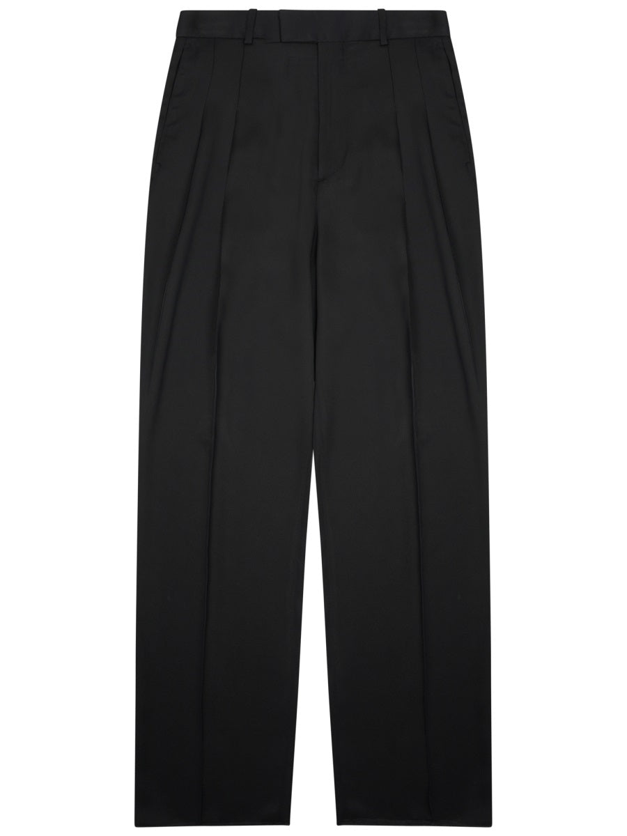 Tailored Silk-Blend Trousers, Black Viscose Silk