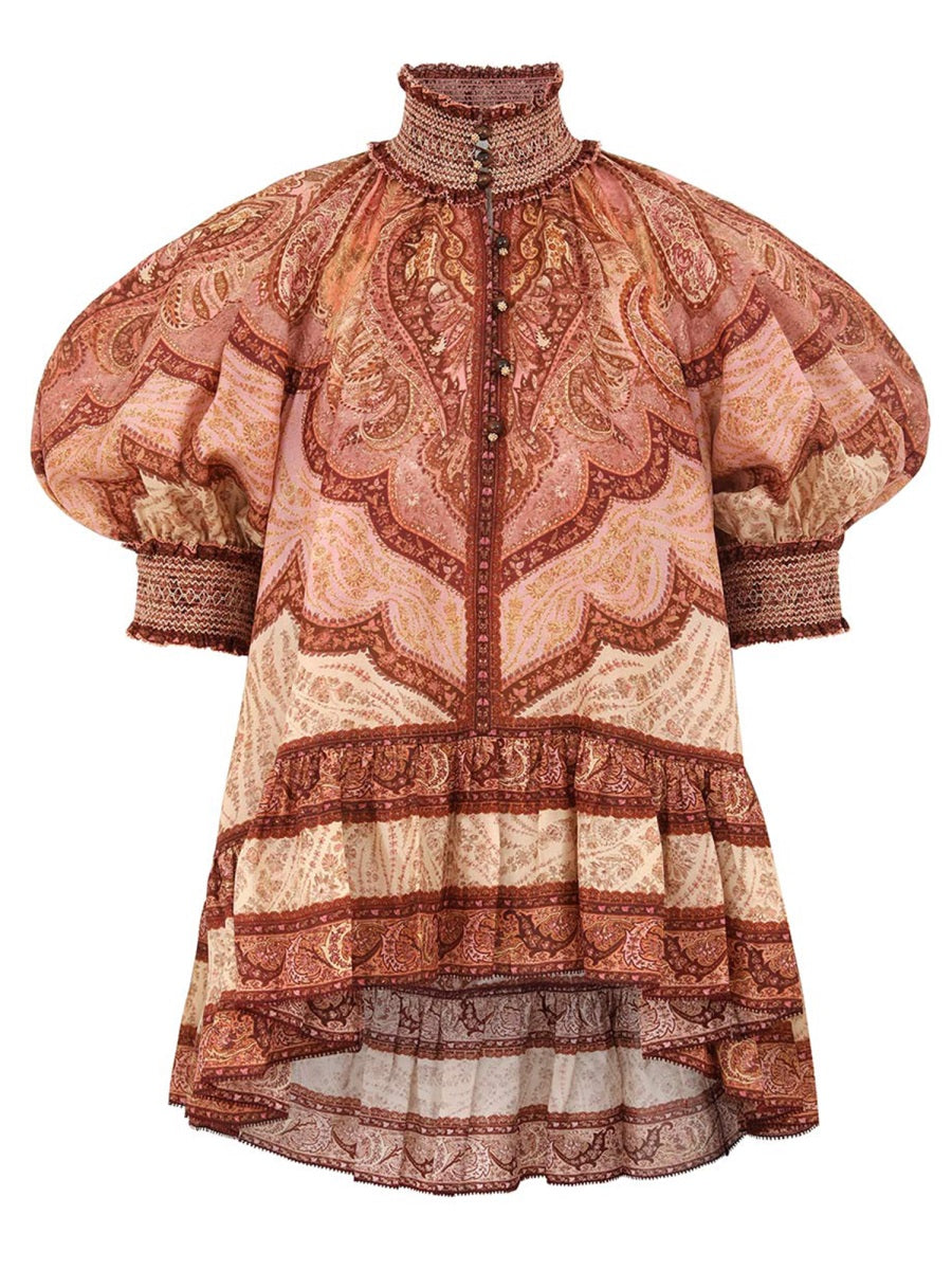 Wanderlust Ruffle Blouse Multicolour Silk