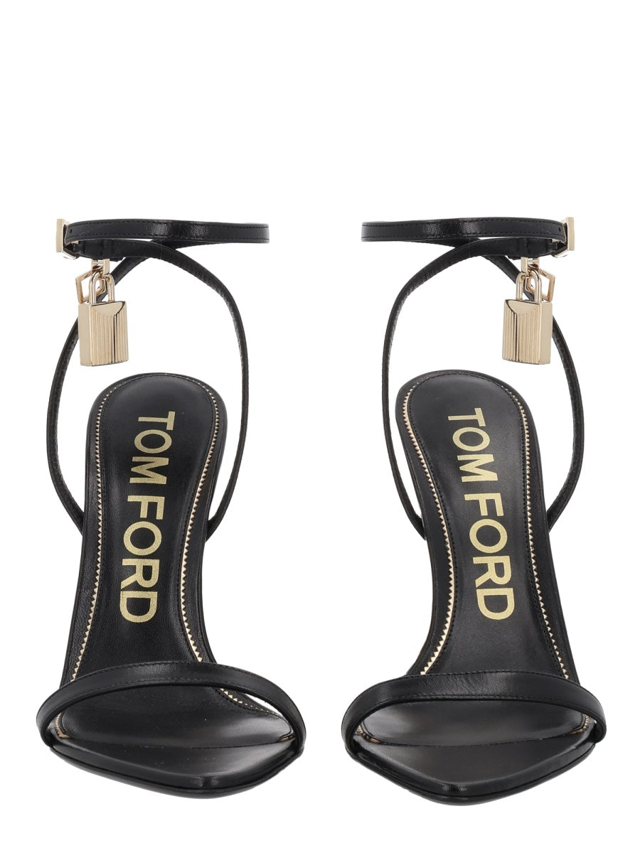 Heeled Sandal Black Leather Goat