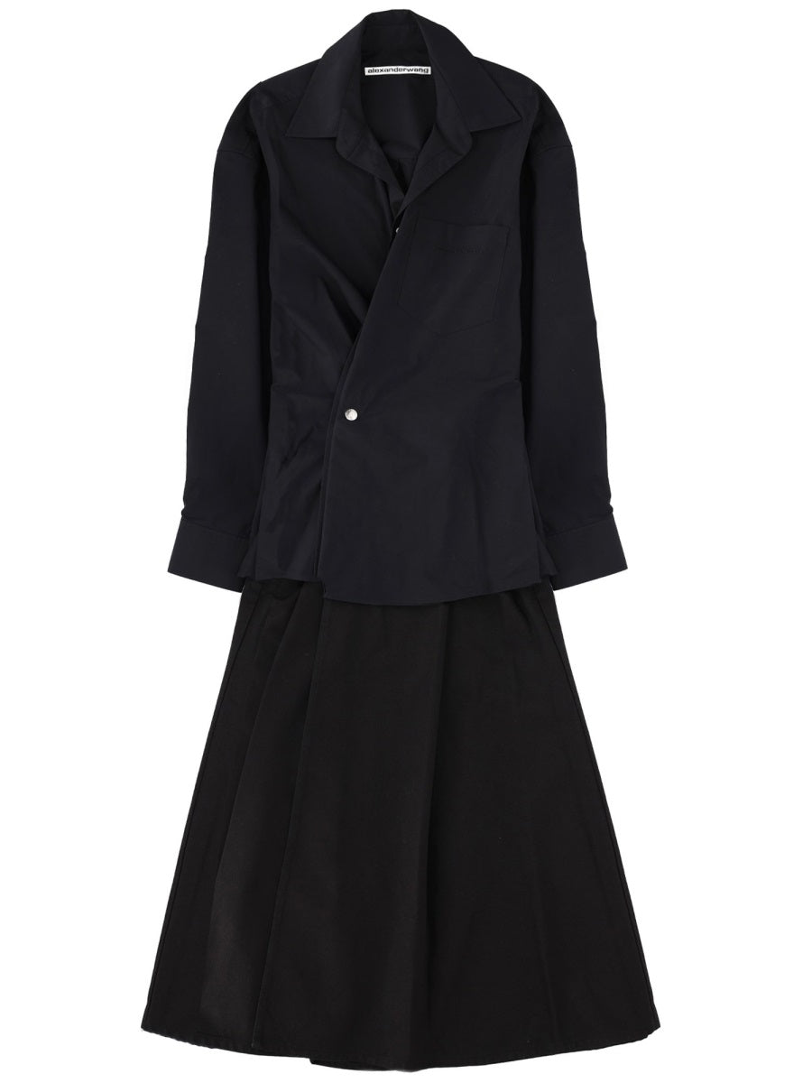 Long Wrap Dress Black Organic Cotton